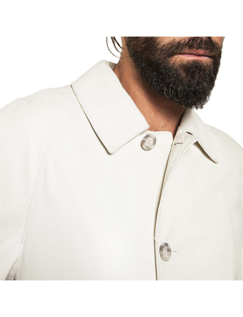 Trench coat GIANNI VERSACE t 48 in white lambskin broken