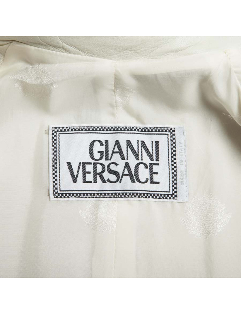 Trench coat GIANNI VERSACE t 48 en cuir d'agneau blanc cassé
