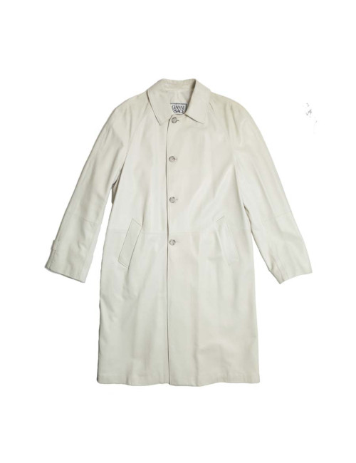 Trench coat GIANNI VERSACE t 48 in white lambskin broken