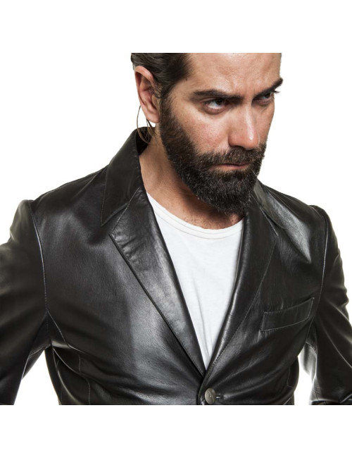 Veste THIERRY MUGLER homme cuir noir