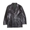 THIERRY MUGLER T50 black smooth leather long jacket
