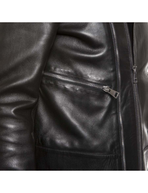 GUCCI Black Smooth Leather Perfecto Size 48IT