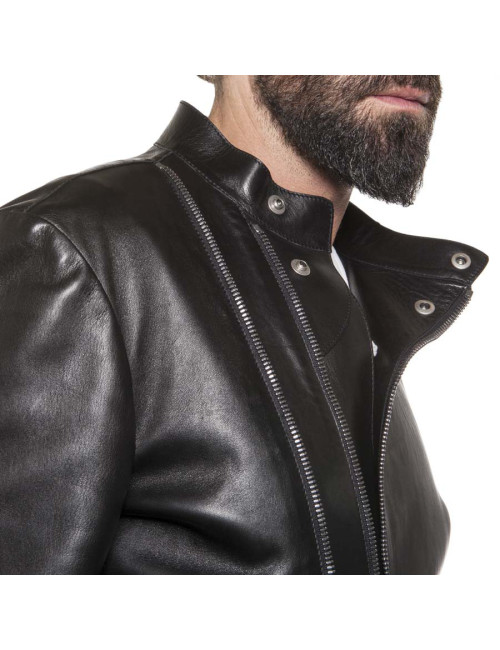 GUCCI Black Smooth Leather Perfecto Size 48IT