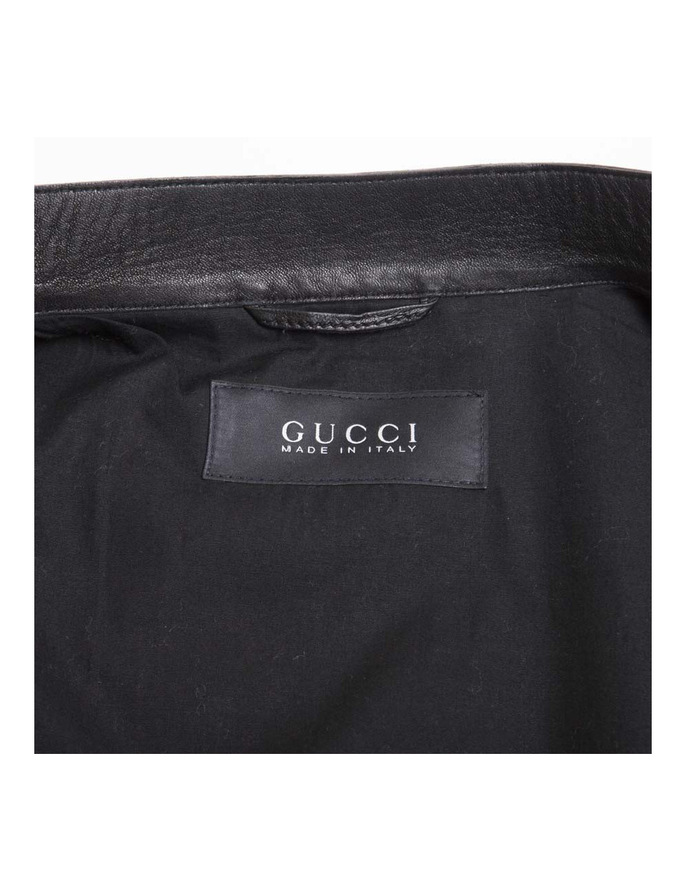 GUCCI Black Smooth Leather Perfecto Size 48IT