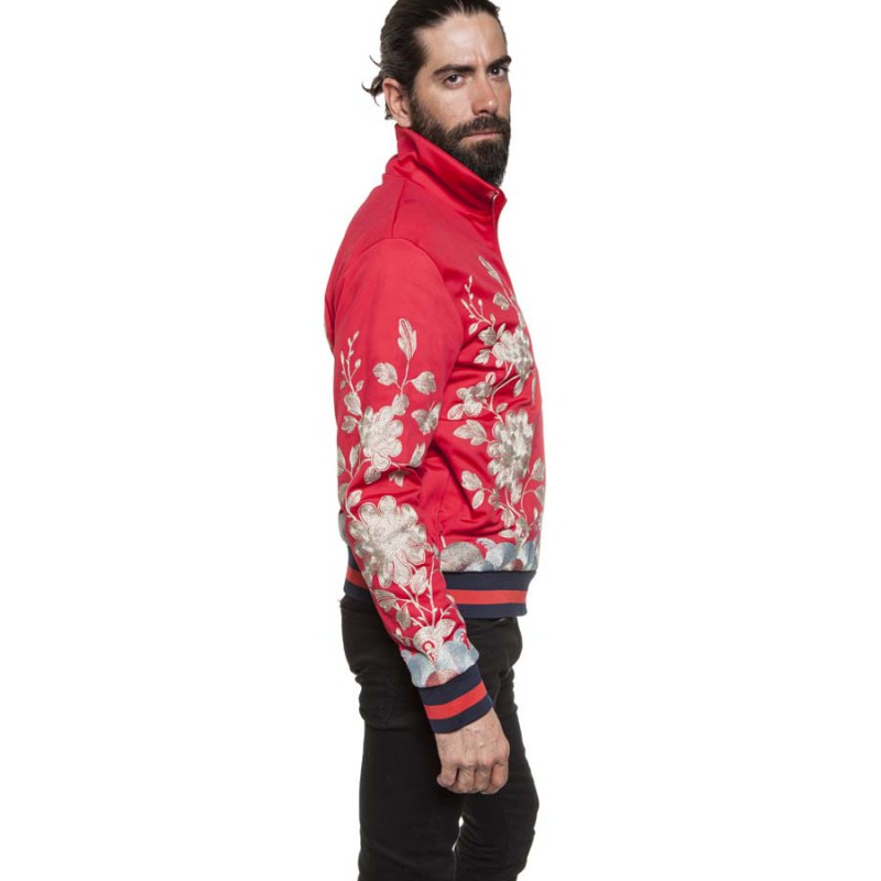 Jacket GUCCI size L jersey embroidery flowers - VALOIS VINTAGE PARIS