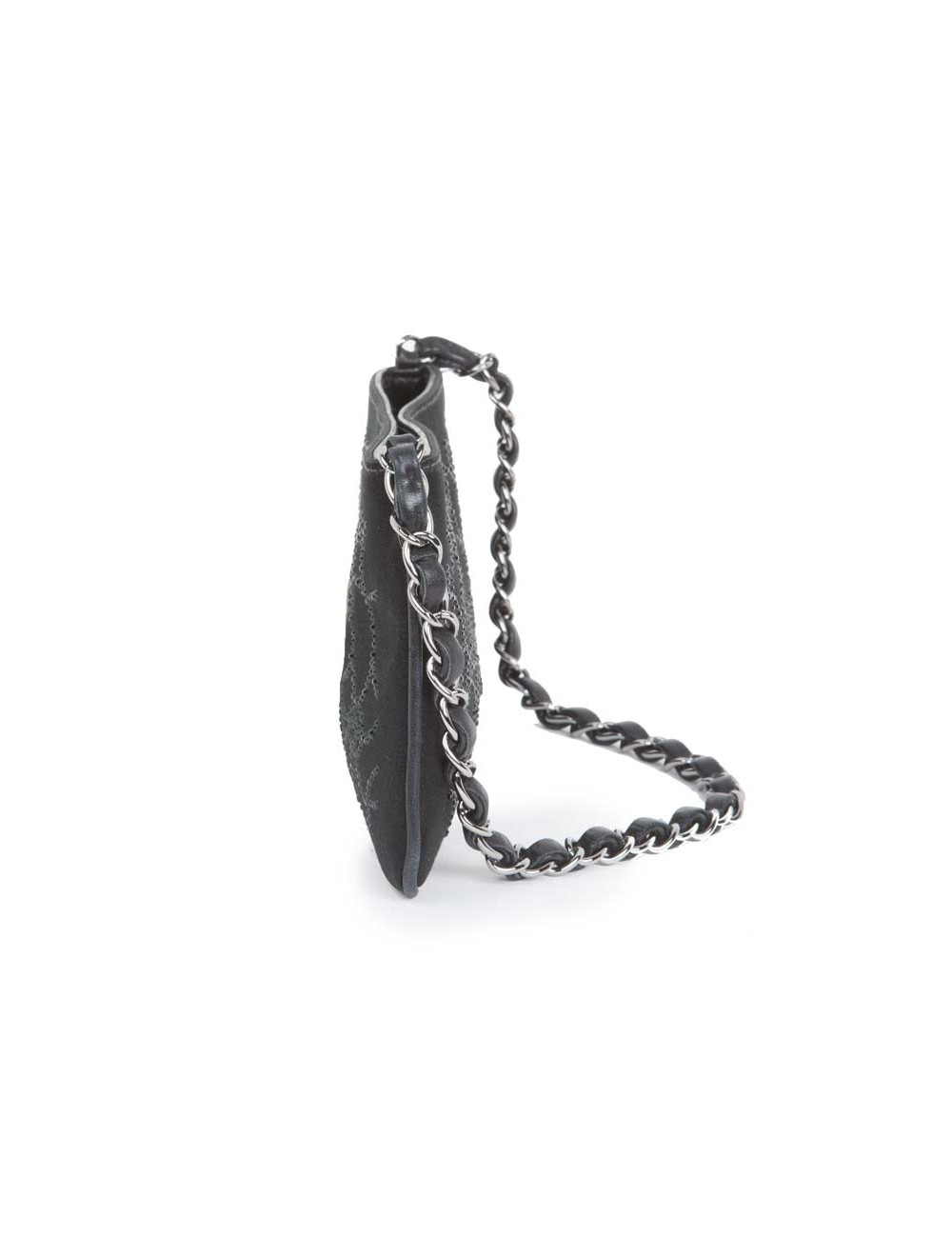 CHANEL evening clutch in black Duchess satin silk