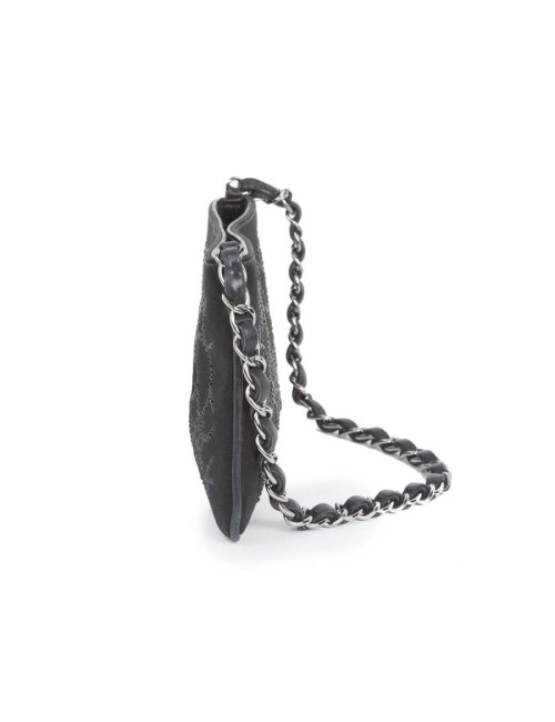 CHANEL evening clutch in black Duchess satin silk