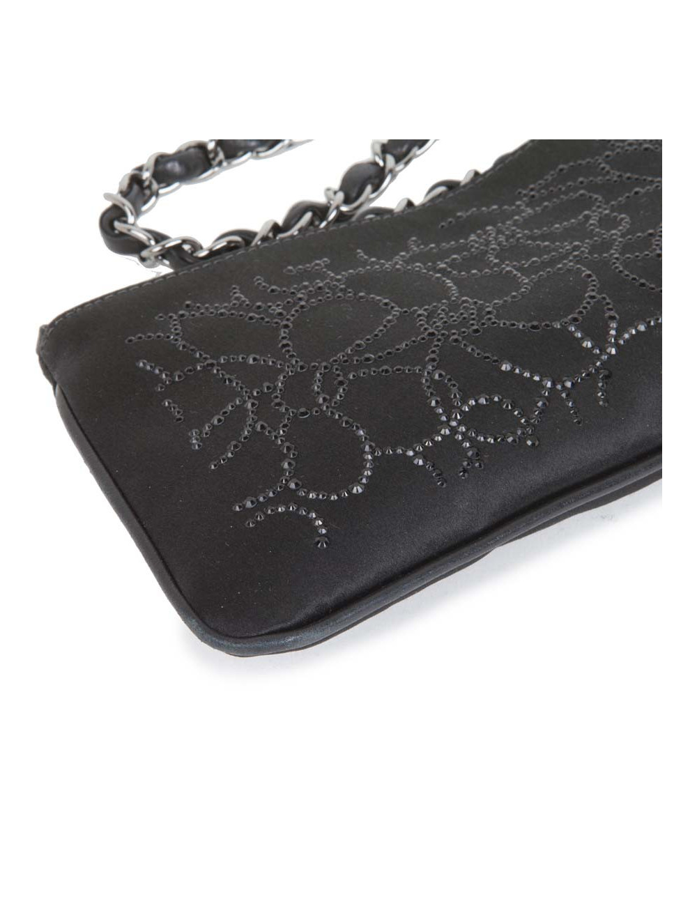 CHANEL evening clutch in black Duchess satin silk