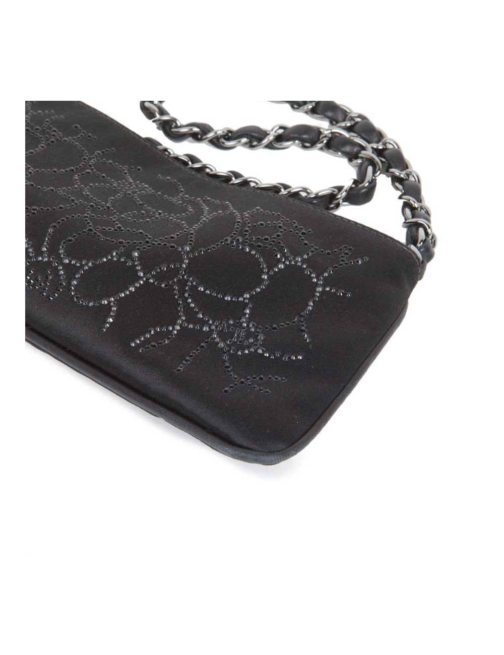 CHANEL evening clutch in black Duchess satin silk