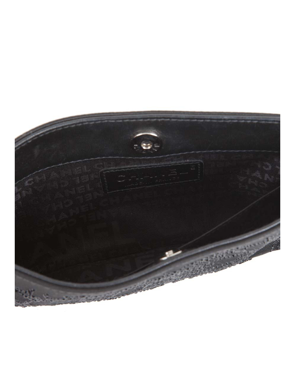 CHANEL evening clutch in black Duchess satin silk
