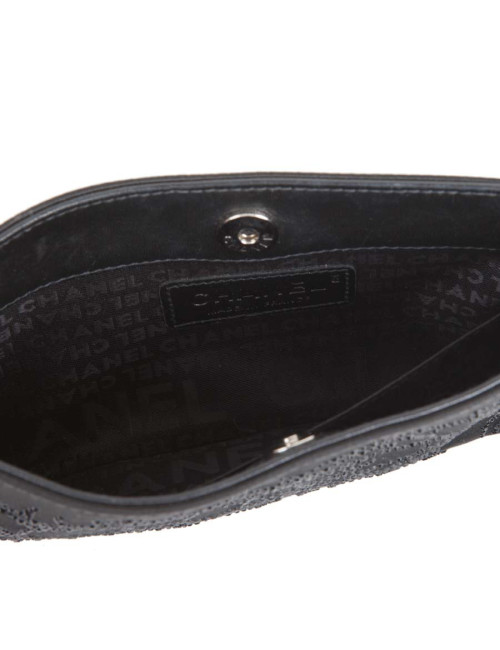 CHANEL evening clutch in black Duchess satin silk