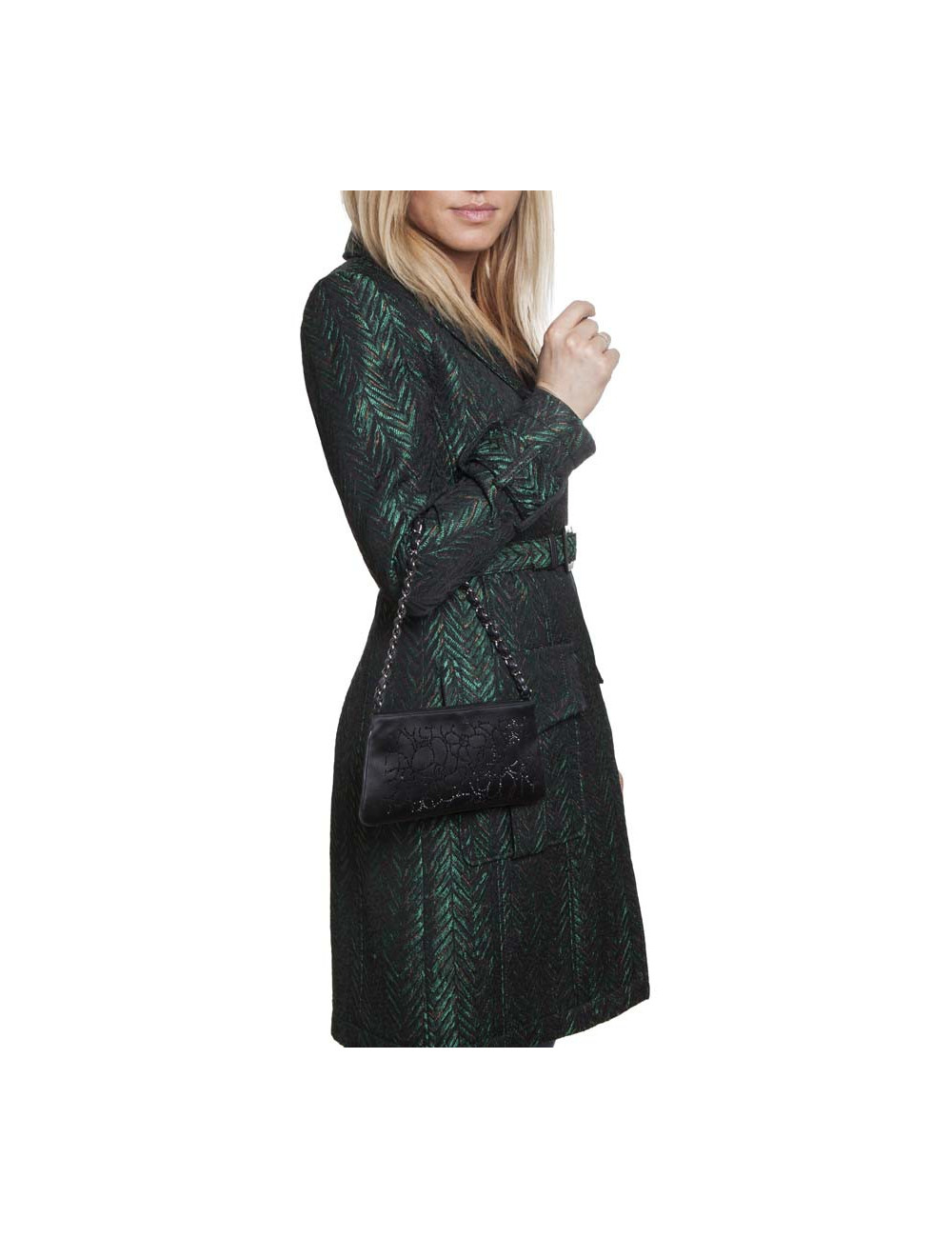 CHANEL evening clutch in black Duchess satin silk