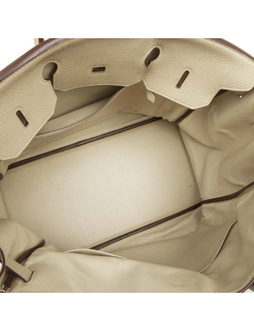 Birkin 40 HERMES cuir taurillon clémence beige