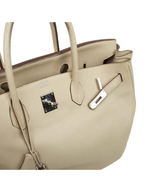 Birkin 40 HERMES cuir taurillon clémence beige