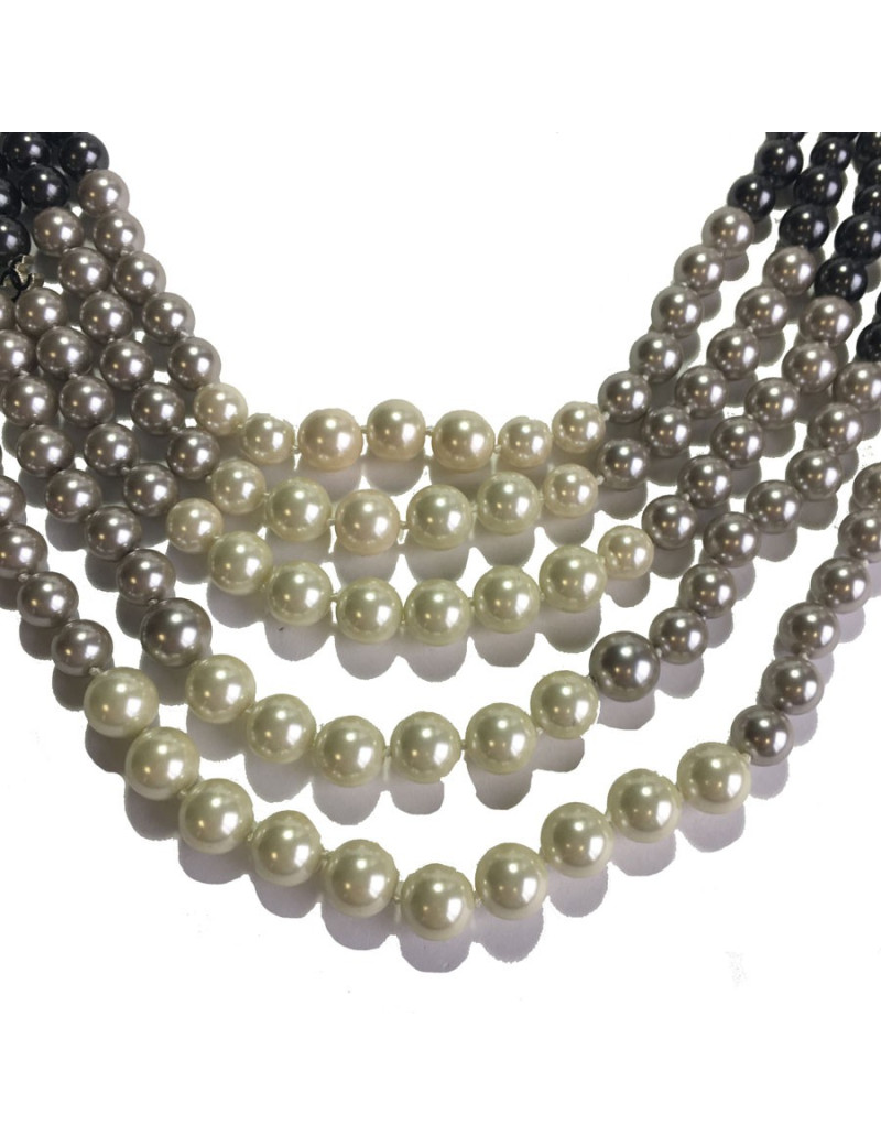 CHANEL 5 rows of pearls necklace
