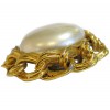 Boucles d'oreille clips perles nacrées et métal doré vintage