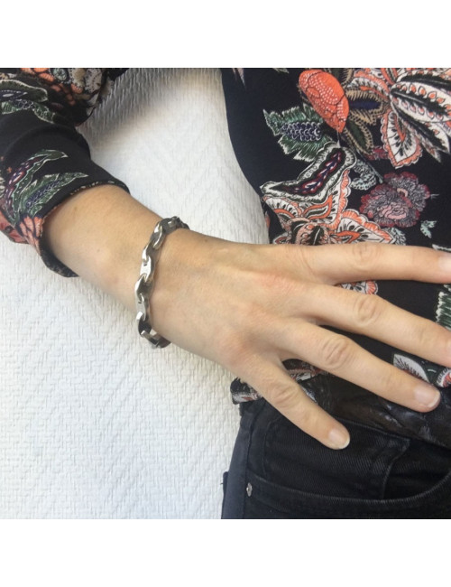 Bracelet HERMES "Grain de café" en argent massif 925