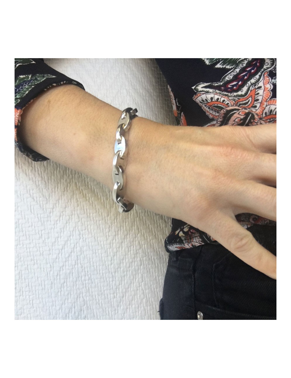 Bracelet HERMES "Grain de café" en argent massif 925