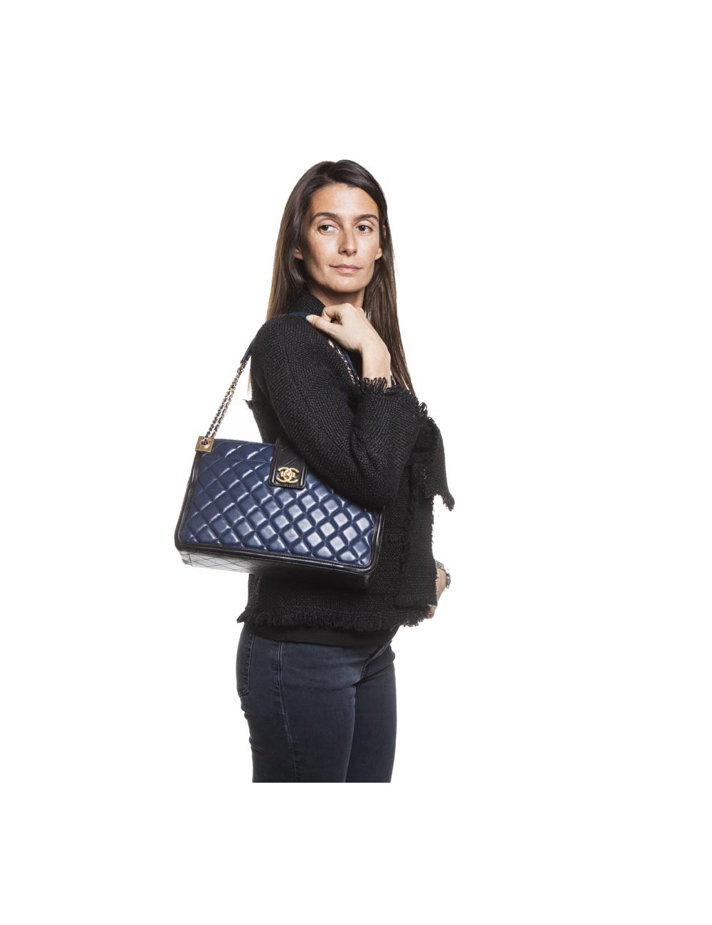 Sac CHANEL bicolore bleu et noir