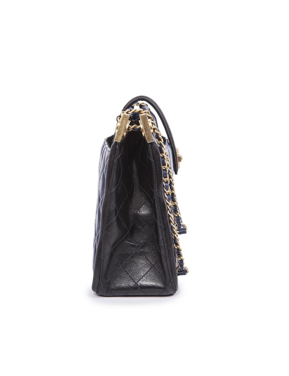 CHANEL Bag in blue quilted leather and black finishes