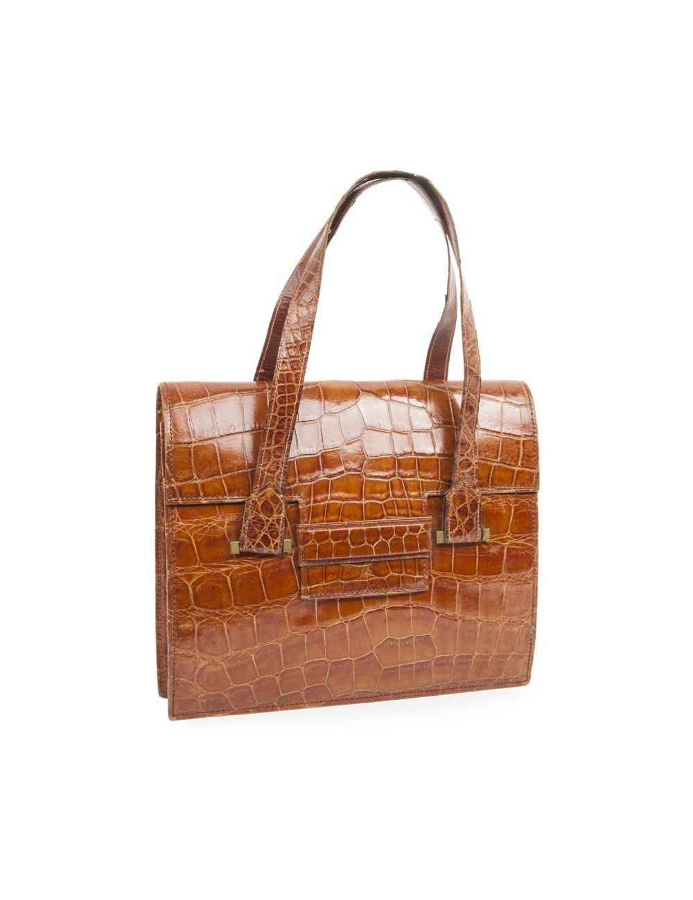 HERMES Vintage '24 faubourg' handbag in camel aligator