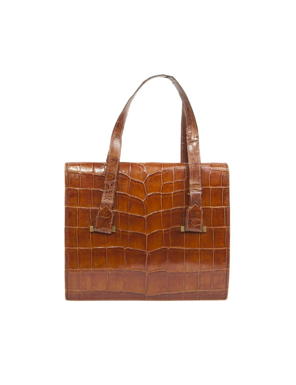 HERMES Vintage '24 faubourg' handbag in camel aligator