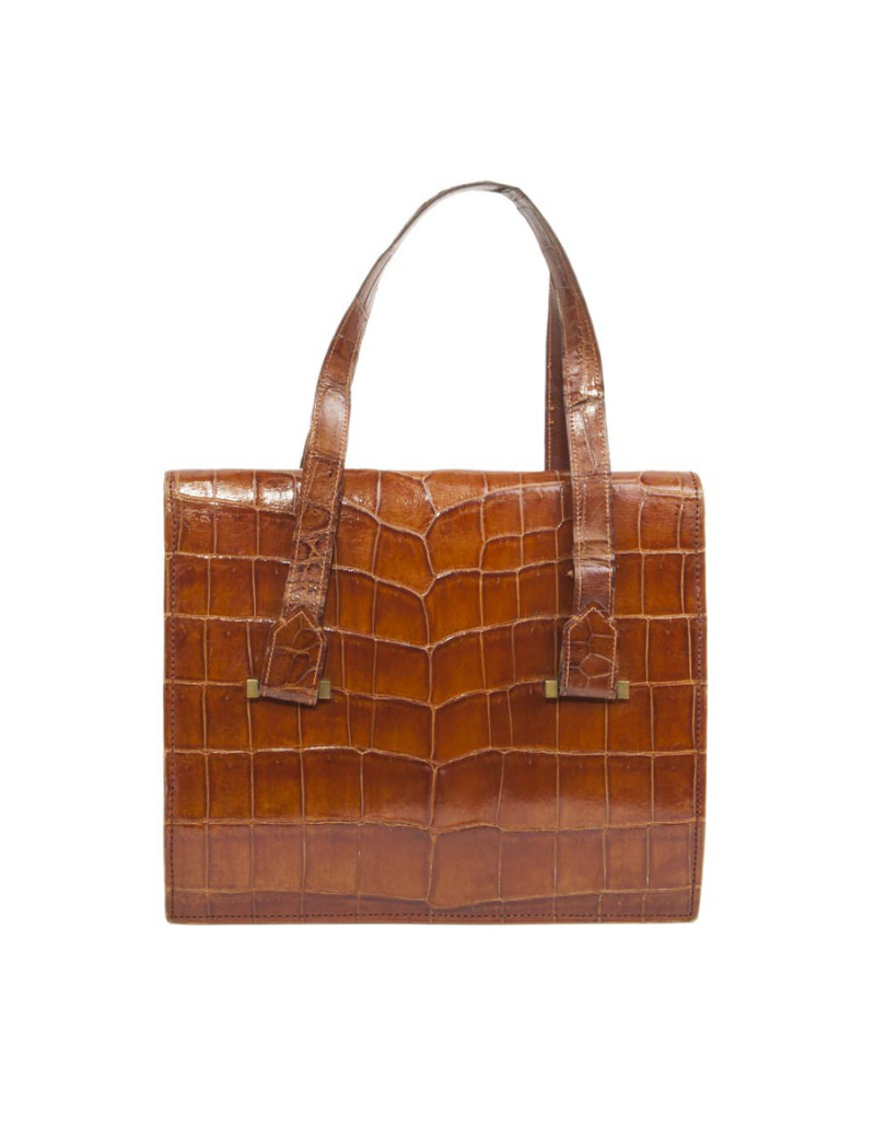 HERMES Vintage '24 faubourg' handbag in camel aligator