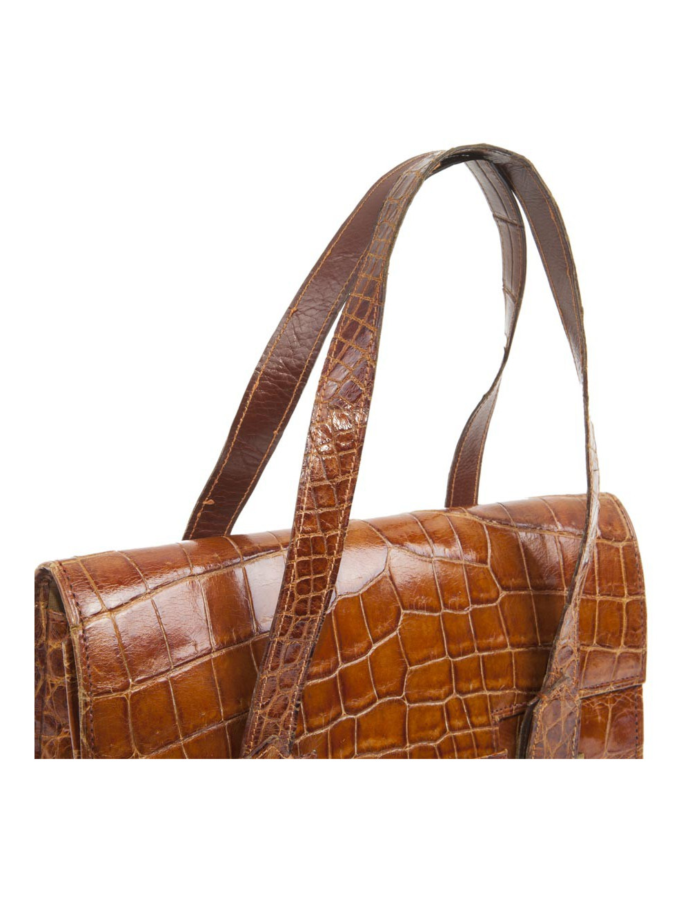 HERMES Vintage '24 faubourg' handbag in camel aligator