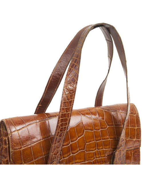 HERMES Vintage '24 faubourg' handbag in camel aligator