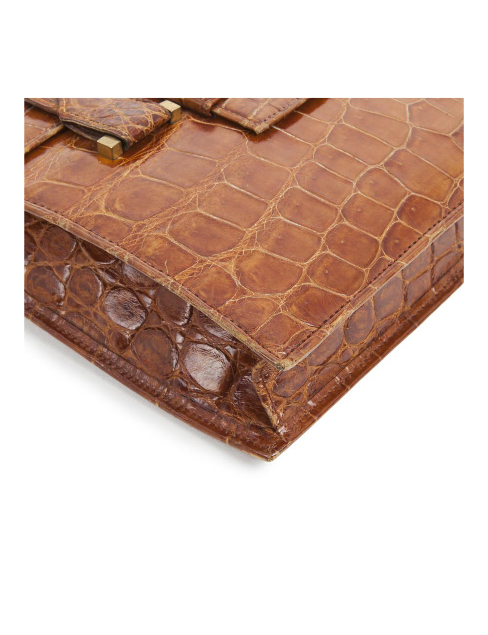 HERMES Vintage '24 faubourg' handbag in camel aligator