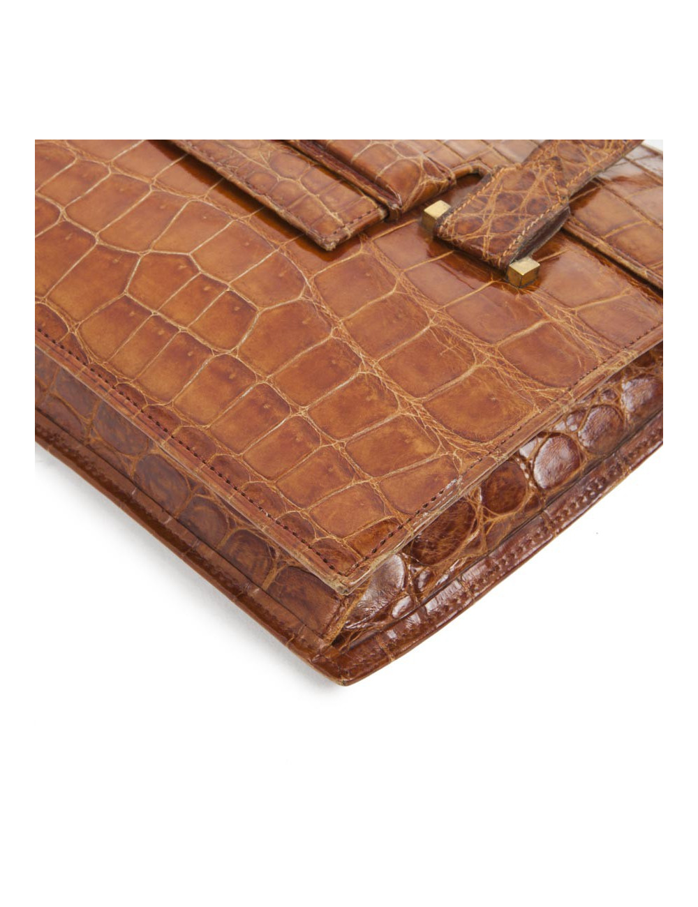 HERMES Vintage '24 faubourg' handbag in camel aligator