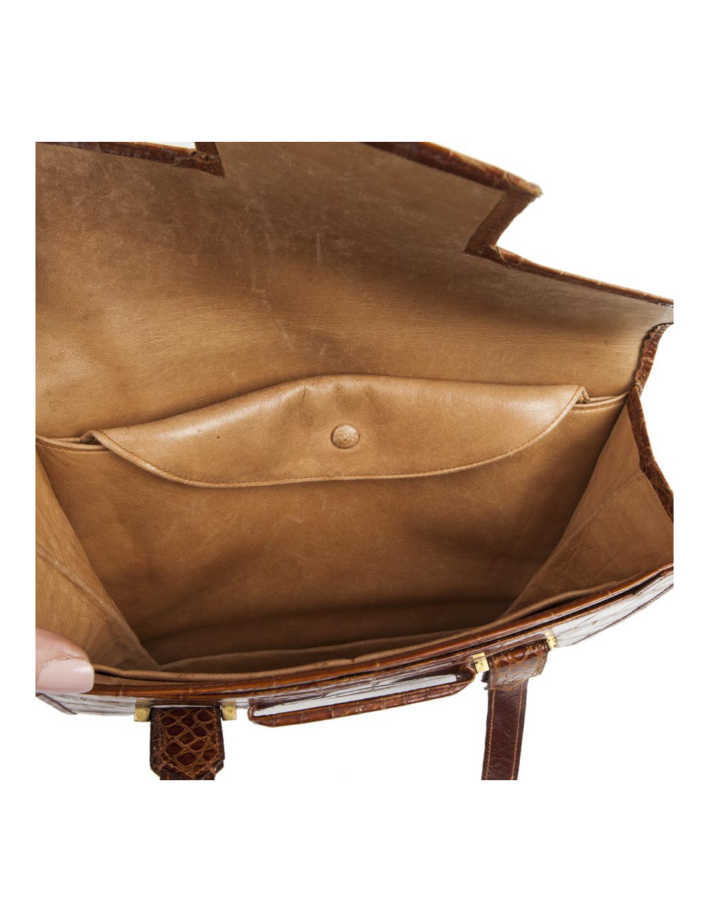 HERMES Vintage '24 faubourg' handbag in camel aligator