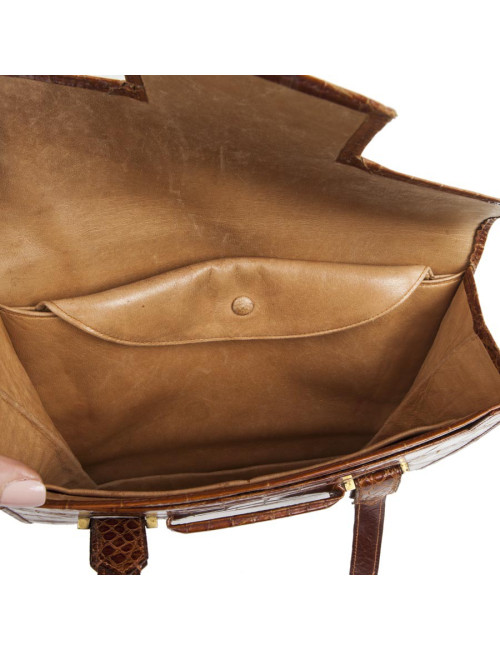 HERMES Vintage '24 faubourg' handbag in camel aligator