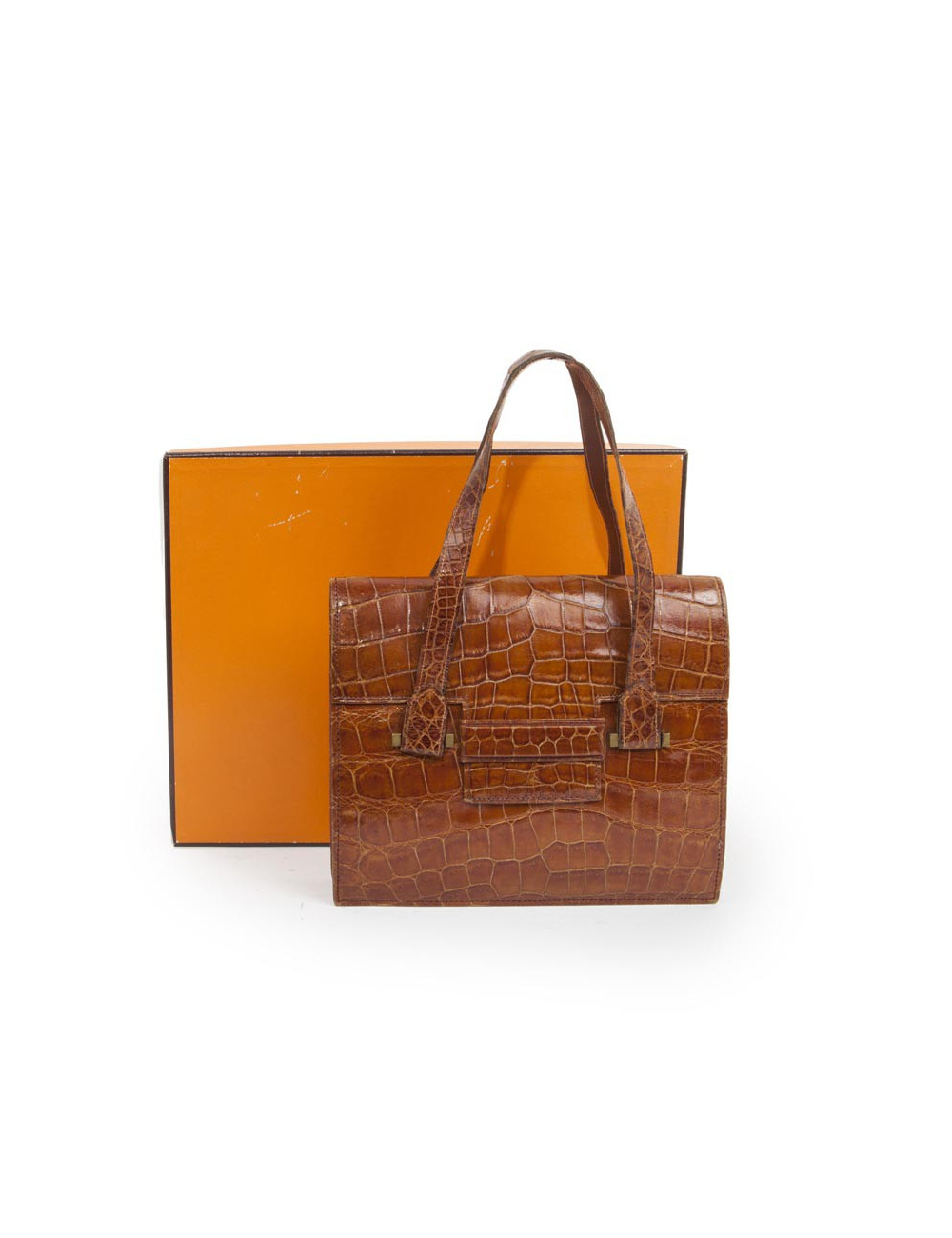 HERMES Vintage '24 faubourg' handbag in camel aligator