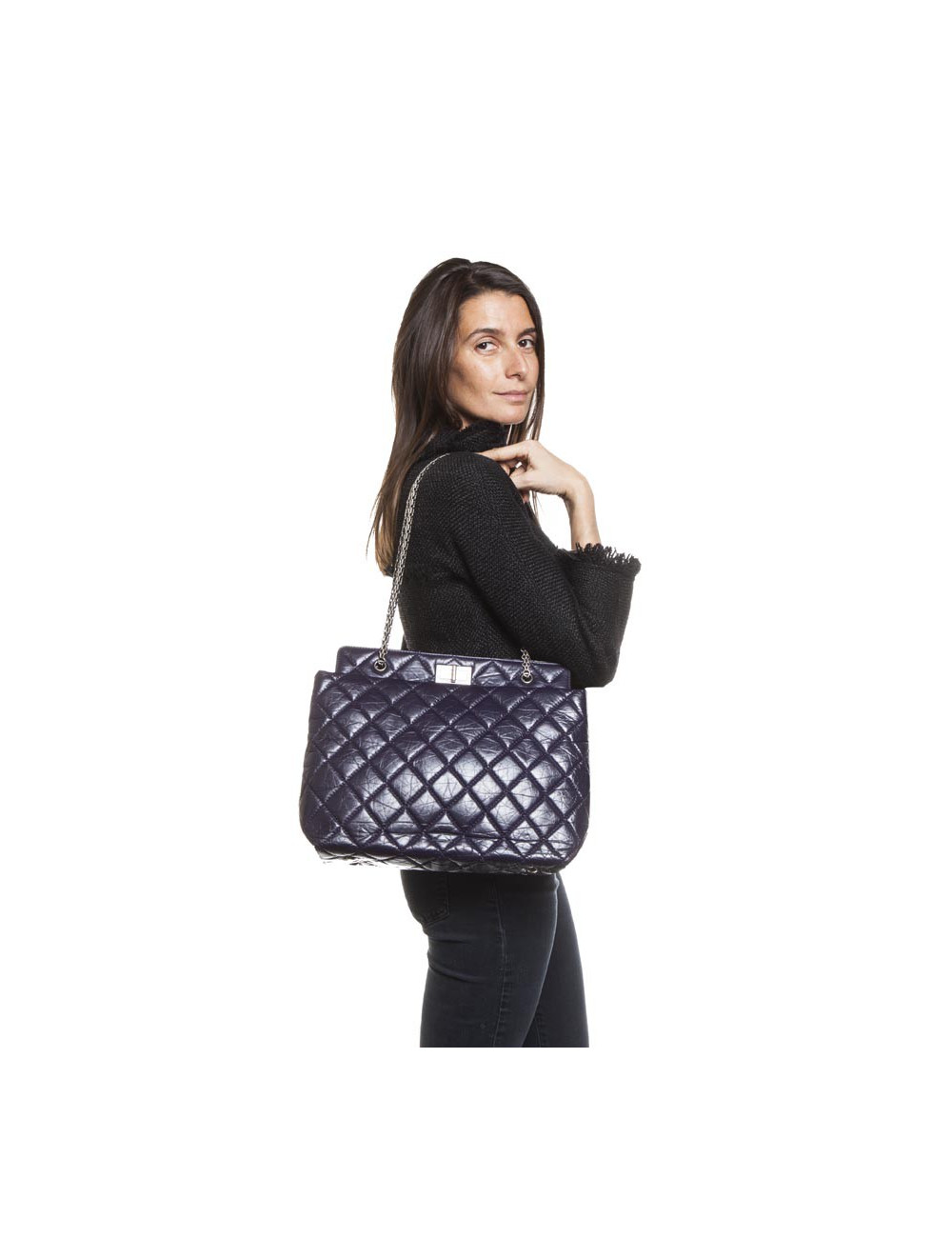 Sac CHANEL cuir matelassé violet