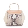  JACKIE SMITH bag in salmon-stained matte leather, beige suede and python leather
