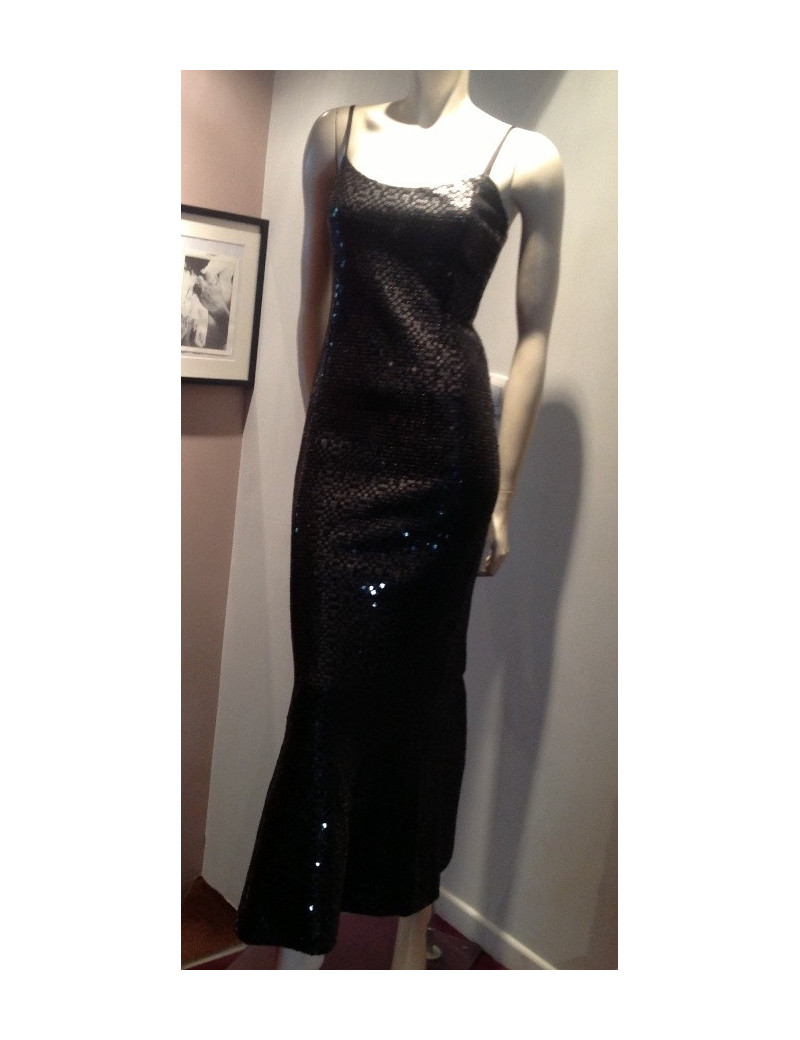 Robe cocktail CHANEL brodée de sequins noirs 