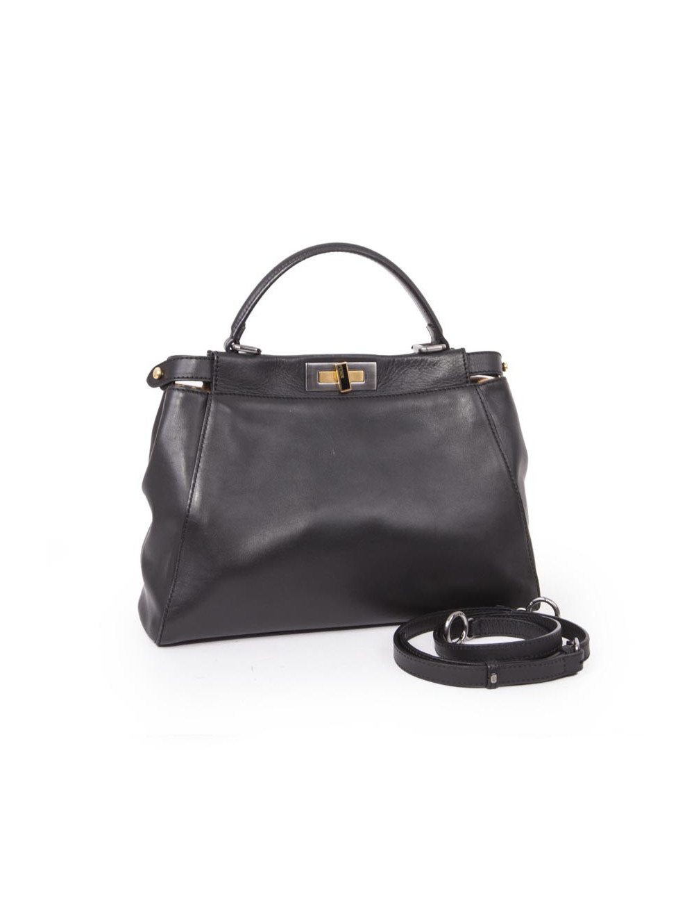 Black smooth leather FENDI Peekaboo bag
