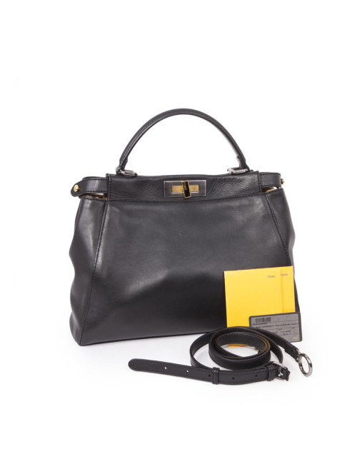 Sac Peekaboo FENDI en cuir lisse noir 