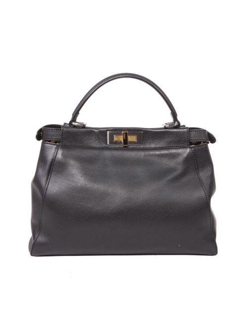Black smooth leather FENDI Peekaboo bag