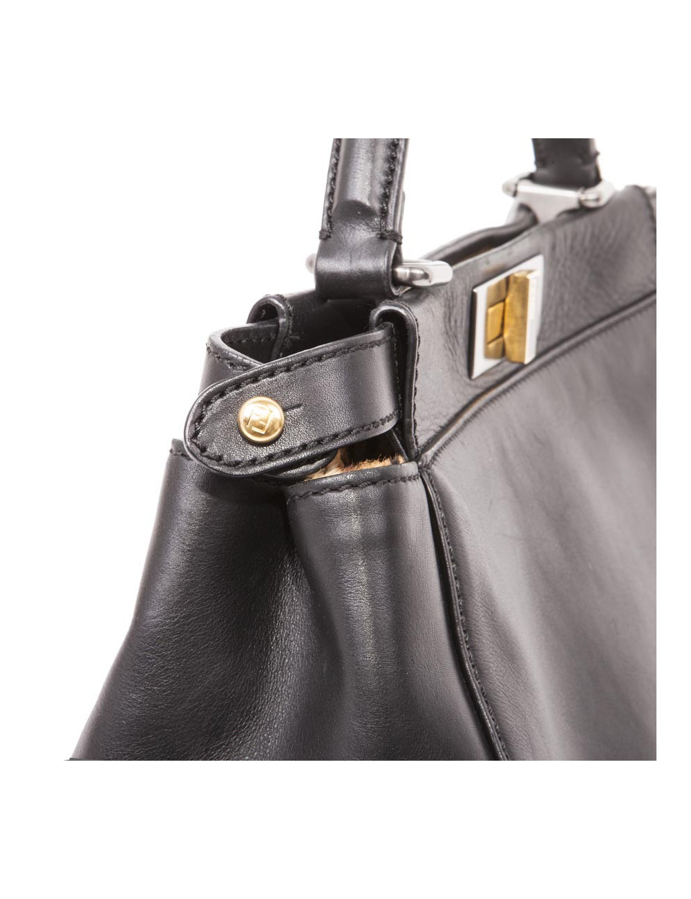 Sac Peekaboo FENDI en cuir lisse noir 