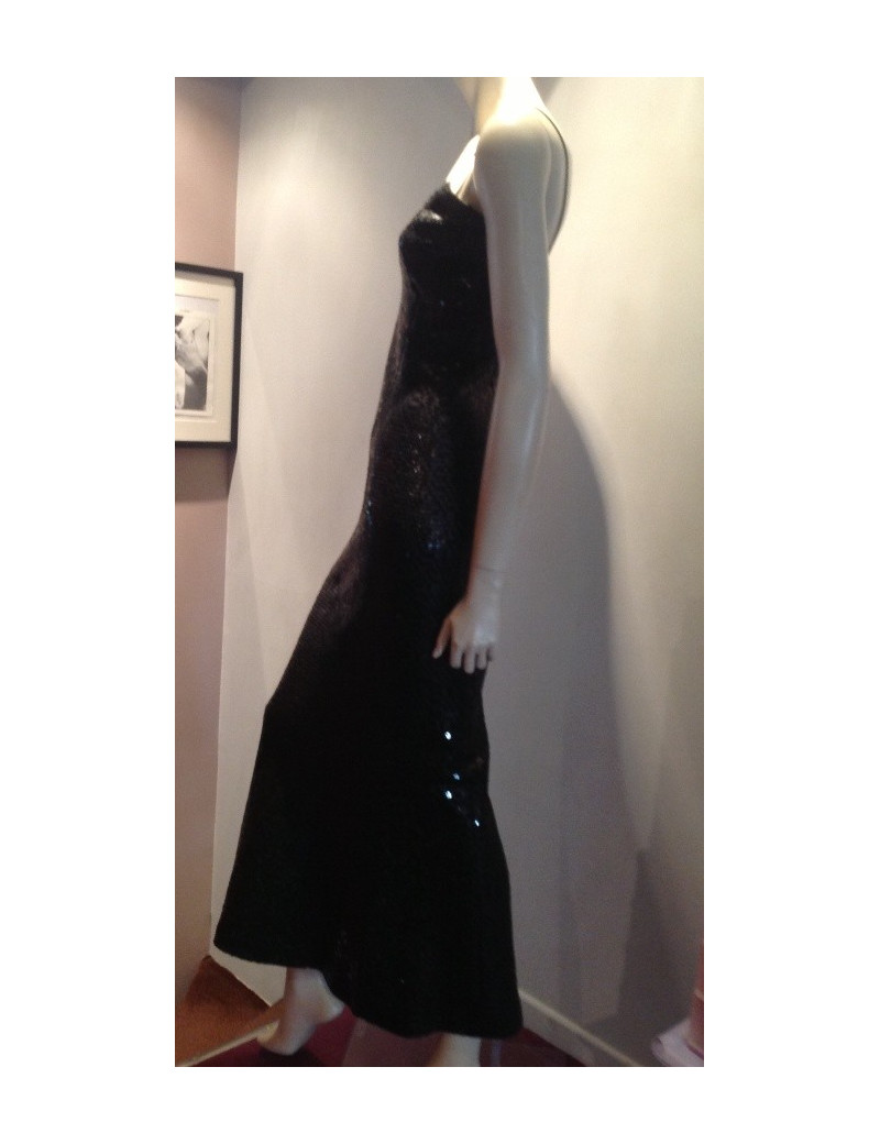 Robe cocktail CHANEL brodée de sequins noirs 