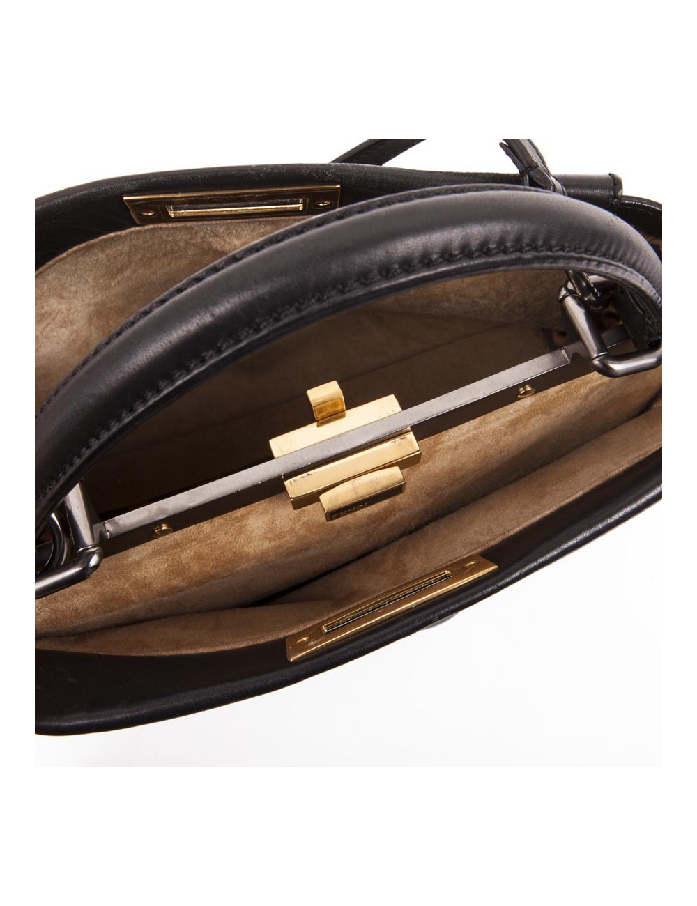 Sac Peekaboo FENDI en cuir lisse noir 