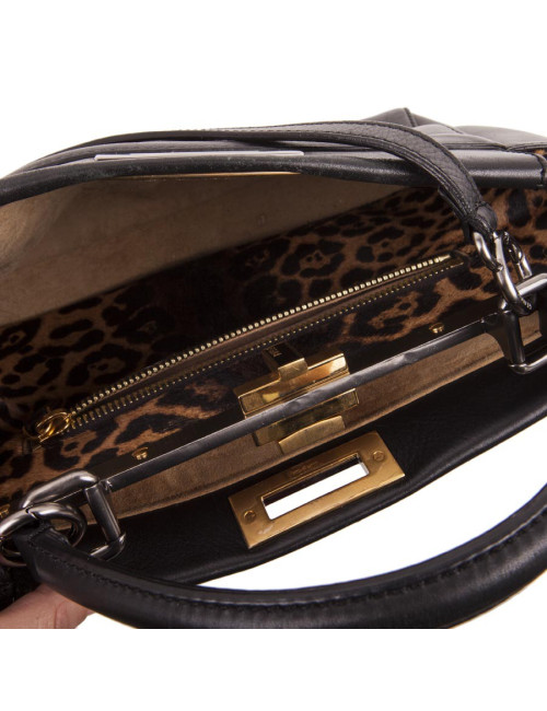 Black smooth leather FENDI Peekaboo bag