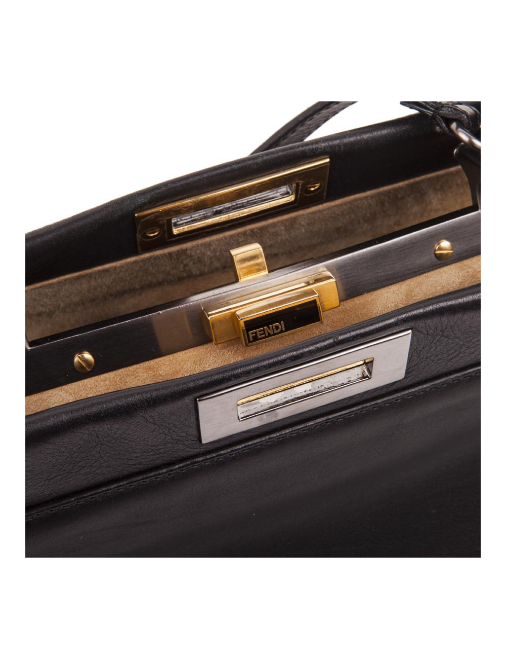 Sac Peekaboo FENDI en cuir lisse noir 