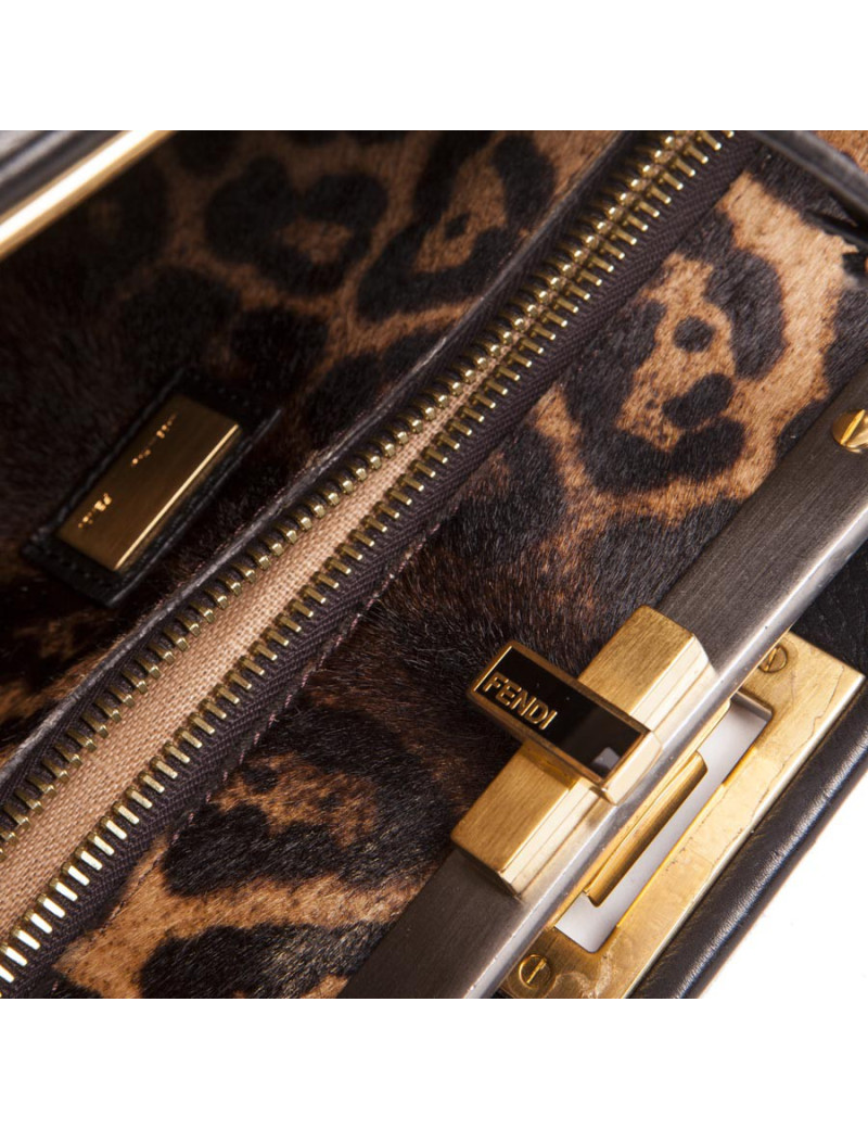 Black smooth leather FENDI Peekaboo bag