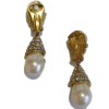 Boucles d'oreille clips VOGUE BIJOUX en métal doré, strass et perles nacrées