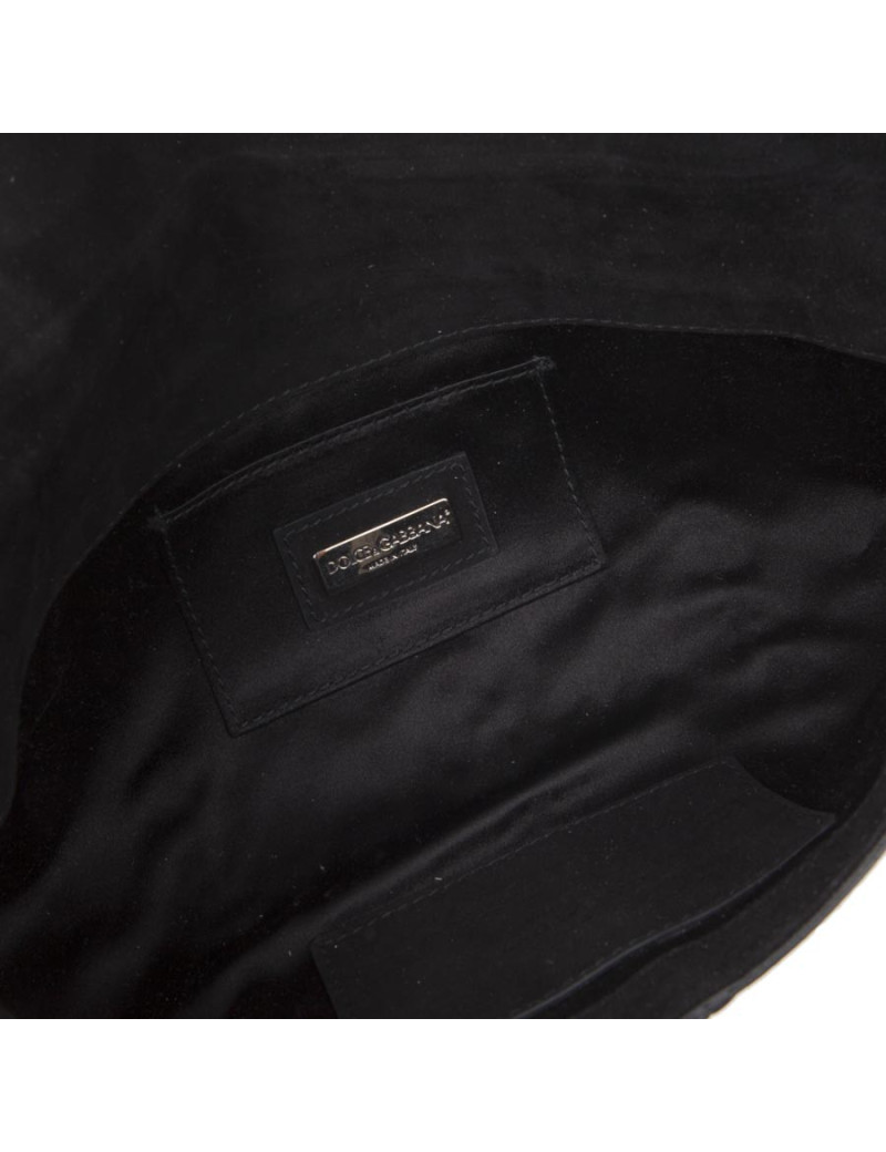 DOLCE & GABBANA handbag in siver and gilt bicolored leather and black suede