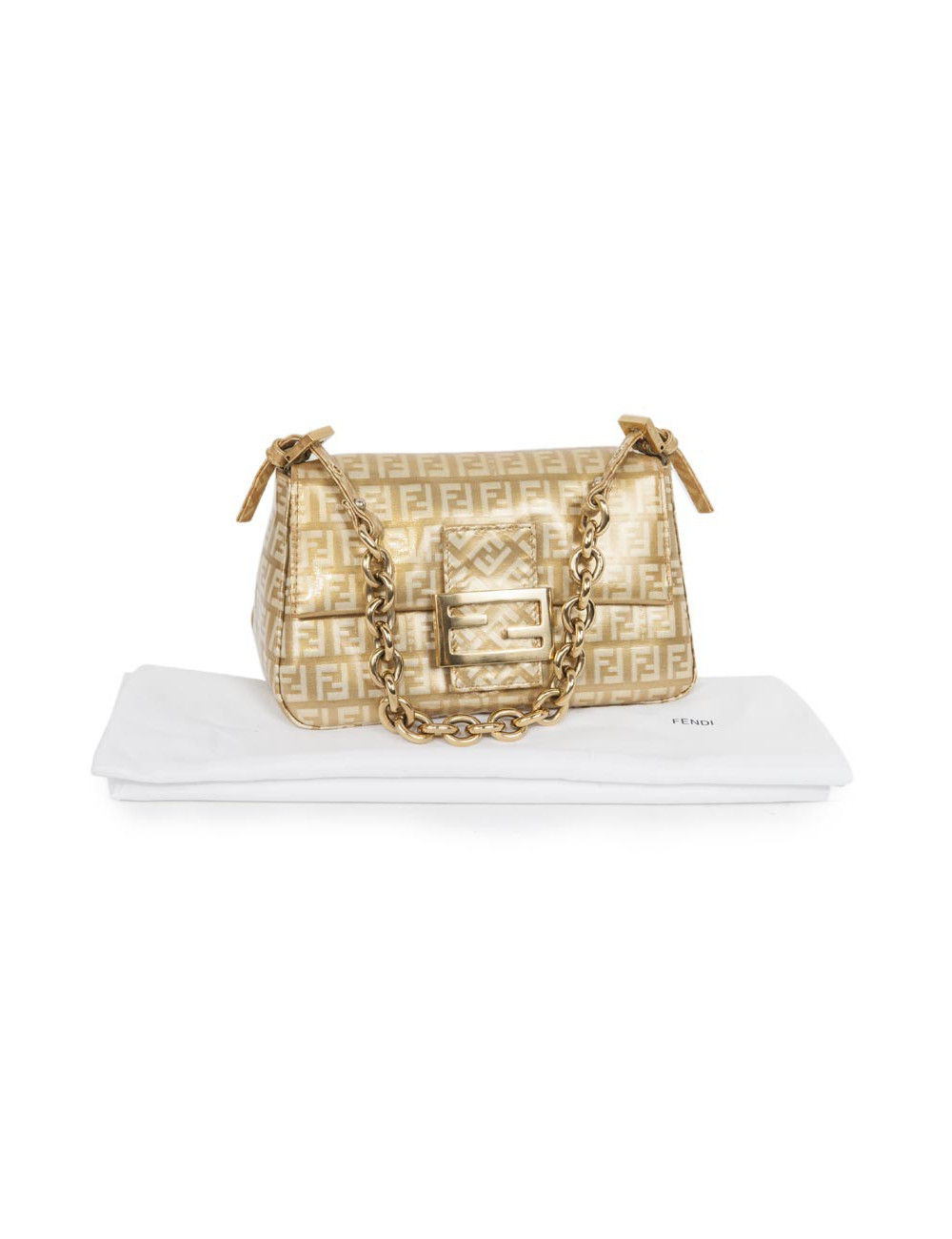 Sac FENDImonogram doré verni