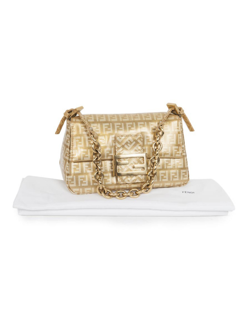 Sac FENDImonogram doré verni